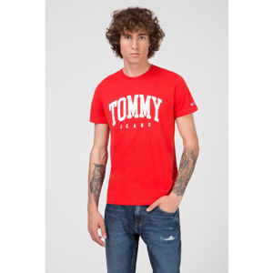 Tommy Jeans pánské červené tričko Essential logo - XL (667)